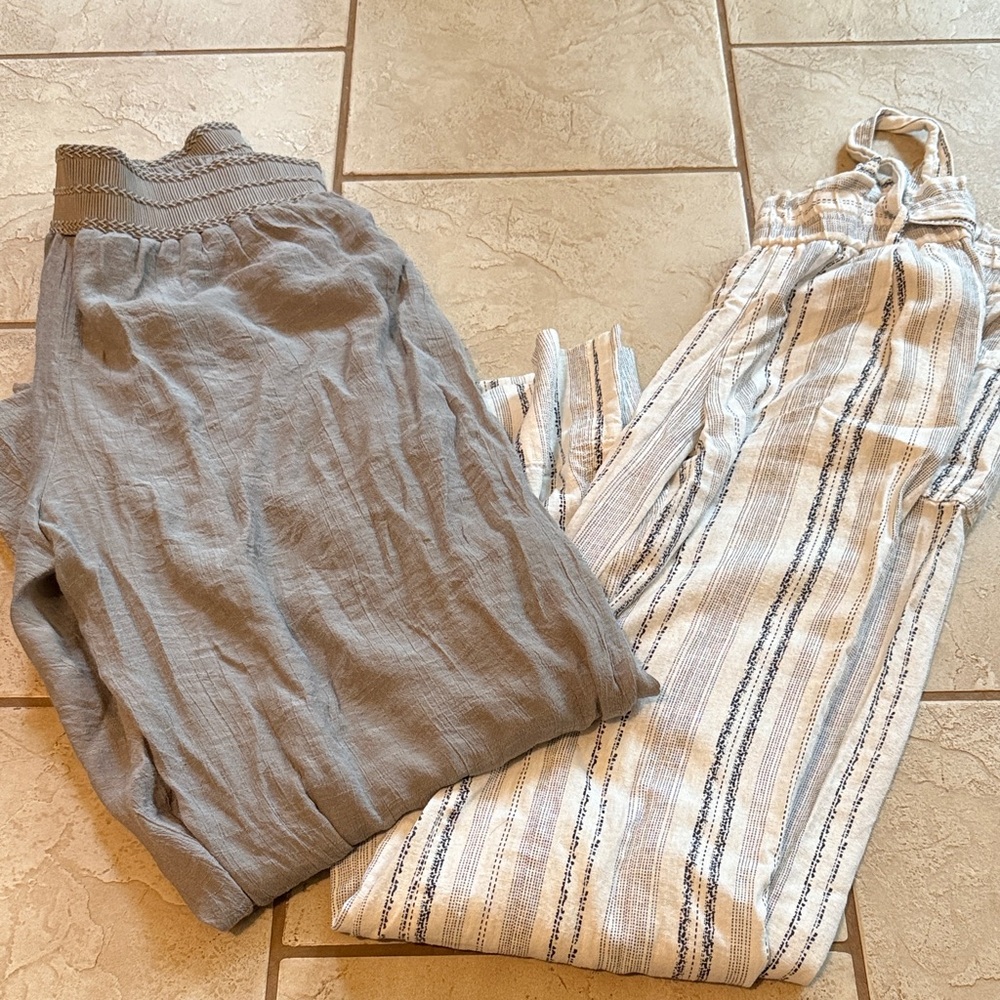 Jolt Gray and Striped Wide Leg Pants